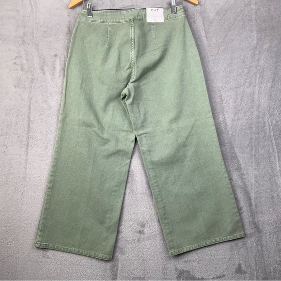 Oat New York Mid-Rise Wide-Leg Crop Rigid Capris. Green. Women’s Size 26. (NWT). - Picture 2 of 6